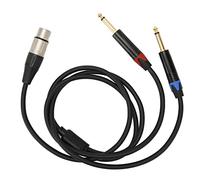 AurSoltriad Câble double mâle 6,35 mm vers XLR femelle, adaptateur répartiteur Y double 1/4 pouce vers XLR avec connecteurs plaqués or 24 carats, câble de microphone multi-écrant pour mixeurs (1m)