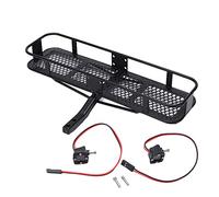 AurSoltriad Support de remorque arrière en métal avec Feux LED carrés pour Voiture RC Traxxas 1/10, amélioration Durable du Porte-Bagages en Fer Compatible avec Les modèles SCX10 et