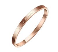 AURSTORE® Bracelet Jonc Fin en Acier Inoxydable 316L avec Message Phrases d'Inspiration Largeur 4 mm Plusieurs Messages au Choix Couleurs Or Rosé (Sœur de Cœur)