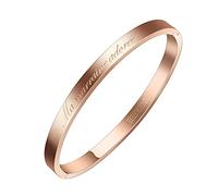 AURSTORE® Bracelet Jonc Fin en Acier Inoxydable 316L avec Message Phrases d'Inspiration Largeur 4 mm Plusieurs Messages au Choix Couleurs Or Rosé (Ma Marraine Adorée)