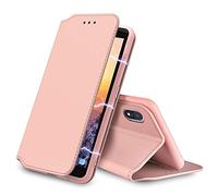 AURSTORE Etui Coque pour iPhone XR, Protection Housse en Cuir PU Portefeuille Livre,[Emplacements Cartes],[Fonction Support],Compatible avec iPhone XR (Etui Slim Rose)