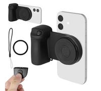 AURTEC Poignée Magnétique Phone Grip avec Lumière Réglable et Miroir, Support Caméra Anti-Dérapant avec Télécommande Bluetooth, Compatible iPhone et Android, Bague Aimantée/Filetage 1/4" pour Trépied