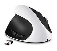 AURTEC Souris Gauche, Souris Verticales ergonomiques sans Fil Rechargeables 2,4 G avec récepteur USB, 6 Boutons et 3 DPI réglables 800/1200/1600 pour gaucher, Blanc