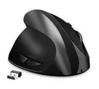 AURTEC Souris gaucher, Souris Verticales ergonomiques sans Fil Rechargeables 2,4 G avec récepteur USB, 6 Boutons et 3 DPI réglables 800/1200/1600 pour gaucher, Noir