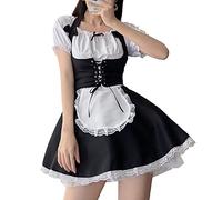 Aurueda Robe de cosplay pour femme French Maid - Tenue d'Halloween - Noir et blanc - Taille L