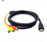 AURUM Câble adaptateur RCA HDMI de 1,5 m avec décodeur de signal actif : adaptateur HDMI vers 3RCA convertisseur de 1,5 m pour TV, projecteur, DVD, home cinéma et appareils de streaming.