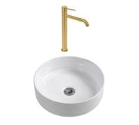Aurum mitigeur lavabo 30,8 cm inox + Ceramia PixL 36x12,5 cm vasque à poser, sans trop-plein, blanc brillant (SAT285BGCEPX3636)