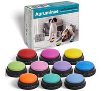 Auruminae Lot de 10 buzzers avec fonction d'enregistrement, multicolores, buzzer avec son, boutons pour animaux de compagnie pour parler, bouton d'intelligence pour chien, boutons de jeu pour