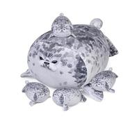 AURWEL Doudou phoque XXL 40 cm - Peluche douce avec 4 phoques de bébé, grande peluche et décoration de chambre d'enfant, jouet facile à nettoyer, enfants et fans d'animaux