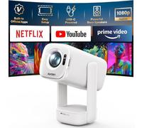 Aurzen D1 Air Videoprojecteur Portable WiFi Bluetooth, Smart TV avec Apps, 1080P Natif HDR10, Auto-Focus/Keystone, USB-C, Audio Haute Fidélité, Projecteur Extérieur pour Cinéma Maison