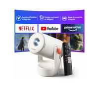 Aurzen E1 Mini Vidéoprojecteur Portatif avec Netflix, Wi-FI et Bluetooth | Projecteur Vidéo 720P Natif, 1080P Supportée HDR10 avec 180° Rotatif & Poignée corde, RétroProjecteur Home Cinéma/Extérieur