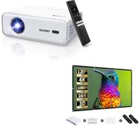 Aurzen EAZZE D1 projecteur avec écran 120”, Licence Officielle Netflix, autofocus et Correction trapézoïdale, Audio Dolby, Zoom, résolution Native 1080P, Mini projecteur Portable d’extérieur, Blanc.