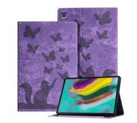 Ausblin Coque Galaxy Tab S5e 2019 en Relief, étui pour Tablette en Cuir PU Rétro sur Le Thème des Papillons et des Chats pour Samsung Galaxy Tab S5e (2019) 10.5" / T720, Violet