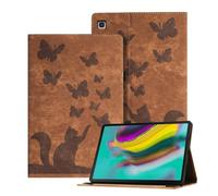 Ausblin Coque Galaxy Tab S5e 2019 en Relief, étui pour Tablette en Cuir PU Rétro sur Le Thème des Papillons et des Chats pour Samsung Galaxy Tab S5e (2019) 10.5" / T720, Brun
