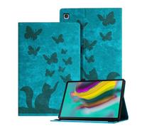 Ausblin Coque Galaxy Tab S5e 2019 en Relief, étui pour Tablette en Cuir PU Rétro sur Le Thème des Papillons et des Chats pour Samsung Galaxy Tab S5e (2019) 10.5" / T720, Vert