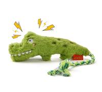 AUSCAT Jouet en peluche pour chien, jouet à tirer durable avec couineur, jouets de dentition tressés pour chiots et chiens de petite et moyenne taille, crocodile