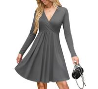 AUSELILY Robe Sexy Pull Femme - Cache Coeur Taille Empire Chic et Elegant Soiree Hiver et Poches Gris Foncé XL