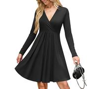 AUSELILY Robe Sexy Pull Femme - Cache Coeur Taille Empire Chic et Elegant Soiree Hiver et Poches Noir 2XL