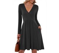 AUSELILY Robe Sexy Pull Femme - Cache Coeur Taille Empire Chic et Elegant Soiree Hiver et Poches Noir XL