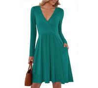 AUSELILY Robe Sexy Pull Femme - Cache Coeur Taille Empire Chic et Elegant Soiree Hiver et Poches Vert L