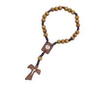 Ausi Chapelet En Bois Naturel En Forme De Croix Pour Cadeau, Baptême, Communion, Fêtes Chrétiennes
