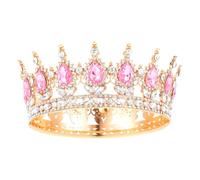 Ausi Couronne dorée pour femme, diadèmes et couronnes de mariage en strass, accessoires de coiffure pour princesse, fête d'anniversaire, costume photo, rose