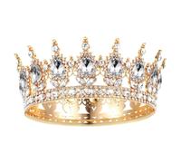 Ausi Couronne en or pour femme, couronne de reine, couronnes de mariage en strass et diadèmes, accessoires de cheveux de mariée pour fête de princesse, accessoires photo de costume d'anniversaire