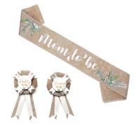 Ausi Écharpe en lin pour future maman avec broche pour maman et papa, couleur sauge kaki, décoration de fête pour future maman, cadeau pour maman enceinte, révélation du sexe