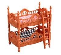 Ausi Lit superposé en bois pour maison de poupée 1:12, ensemble de meubles miniatures, pour décoration de maison de poupée, accessoire de photographie, ornement, marron