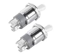 Ausi Lot de 2 interrupteurs à bascule marche/arrêt, 12 V-24 V, 16 mm, grand interrupteur rond à bascule avec éclairage rouge, étanche IP67, placage cuivre chromé