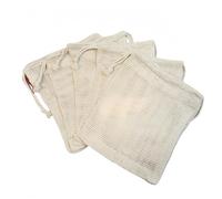Ausi Lot de 5 sacs en maille de coton avec cordon de serrage, 35 x 28 cm, réutilisables et lavables, pour le stockage des fruits et légumes sur les marchés de producteurs.
