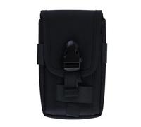 Ausi Sac banane multifonction en nylon noir, 18 x 4,5 x 11 cm, 2 compartiments, fermeture à pression, idéal pour le cyclisme, la course à pied, la pêche et le camping.