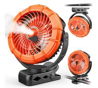 Ausic Ventilateur brumisateur portable à clipser, ventilateur de poussette de camping de 100 ml avec LED, durée de fonctionnement maximale de 45 h, pulvérisation de refroidissement rotative à 360°
