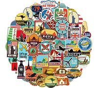 Ausikou Voyage Cartes Sticker Autocollant Ensemble 100 pièces, étiquettes Vintage Vinyle Autocollants pour Ordinateur portable Casque Moto Planche à Roulettes Voiture Vélo