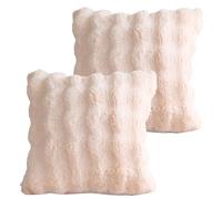 Ausing Ensemble de 2 housses de coussin mignonnes en fourrure artificielle rose 45 x 45 cm - Housse de coussin carrée moderne - Pour salon, chambre à coucher