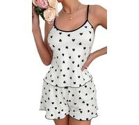 Ausing Ensemble de Pyjama Femme Sexy Vêtements de Nuit Dames Top Col V Pyjamas Court en Modal Shorty XL
