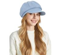 Ausing Femme Béret Coton Chapeau Denim Casquette Français Newsboy Chapeau Gavroche Artiste de Peintre Chauffeur Bleu Blanc Béret Basque Vintage Rétro Octogonal Classique Automne Visière Hiver Cabbie