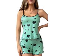 Ausing Femme Ensemble de Pyjama d'été 2 Pièces pour Femme Vêtements de Nuit Cami et Short Imprimé Dame L