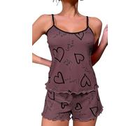Ausing Femme Ensemble de Pyjama d'été 2 Pièces pour Femme Vêtements de Nuit Cami et Short Imprimé Dame L