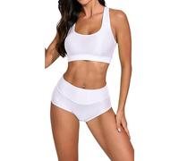 Ausing Femme Ensembles de Sport Portables Survêtement de Fitness Sexy Ensemble Yoga Avancés pour Femmes Tenue Pilate Court Vêtements Deux 2 Pièces D'Entraînement Set Brillante Derniers Blanc L