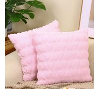 Ausing Housse de coussin en peluche 45 x 45 cm 2 PC Coussins décoratifs pour salon Belle décoration de chambre Coussins de couleur rose Housses