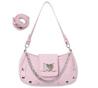 Ausing Sac à Bandoulière Réglable Petit Sac à Main Femme Tendance Sac Motif Coeur Élégant Léger Rose