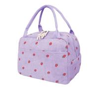 Ausing Sac à déjeuner thermique en velours côtelé violet fraise imprimé sac bento japonais pliable Kawaii
