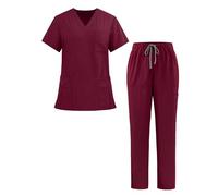 Ausing Set de Frottage Unisexe Casaque à Enfiler+Pantalon à Enfiler Set Médecine Uniforme Médecin Unisexe Veste à Enfiler Top