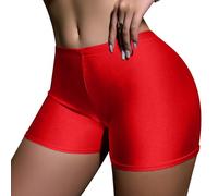 Ausing Short de cyclisme brillant pour femme - Short sexy - Short de sport métallique - Paillettes - Fluo - Pour l'été - Taille S à L, rouge, M