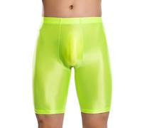Ausing Short Legging Homme Sport de Short de Compression Homme Sport Collants de Course Boxer sous-Vêtement Short Brillant Homme Culotte Moulante Brillante Respirant Stretch Vert Fluo XL