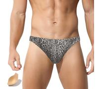Ausing Slips de Bain Homme Sexy Imprimé Léopard Maillot de Bain Bikini Homme Push up Plage Natation Surf S-XL