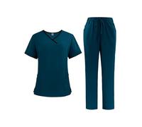 Ausing Unisex-Schrubb-Set Mesdames et Messieurs Sac à Dos Antidérapant + Gilet Antidérapant Réglages Infirmière Vêtements de Travail Réglages Blanchisserie Caraïbes Bleu L
