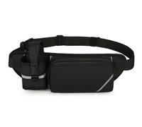 Ausion Sac banane pour homme et femme - Ceinture réglable - Tendance - Résistant à l'eau - Pour la randonnée, les voyages, la course à pied, la randonnée, le cyclisme, Noir avec porte-bouteille