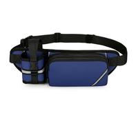 Ausion Sac banane pour homme et femme - Ceinture réglable - Tendance - Résistant à l'eau - Pour la randonnée, les voyages, la course à pied, la randonnée, le cyclisme, Bleu avec porte-bouteille